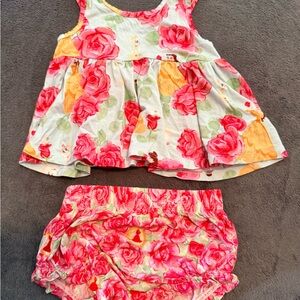 Girls Floral Tank Top & Bloomer Set - Beauty and the Beast print